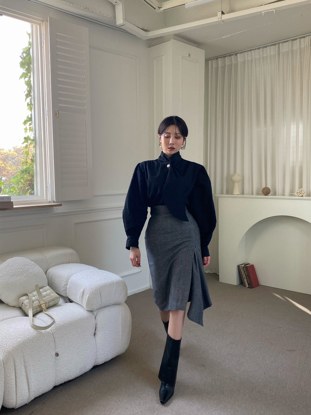 【tops】フランス風長袖シャツG23052