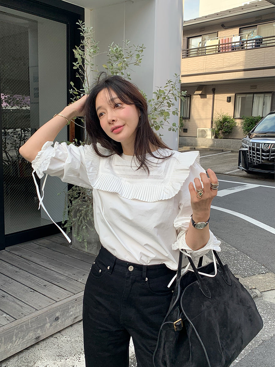 【tops】ギャザー長袖シャツG23053