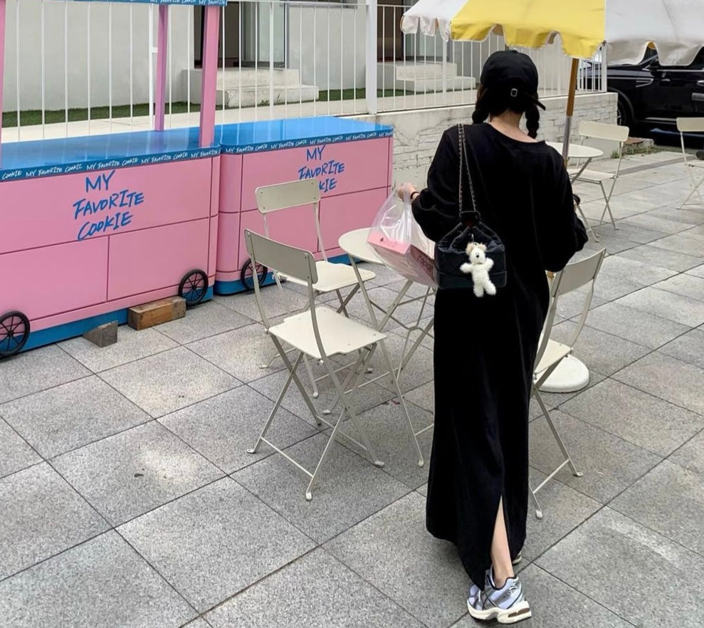 【dress】Vネック長袖カジュアルワンピースG23065