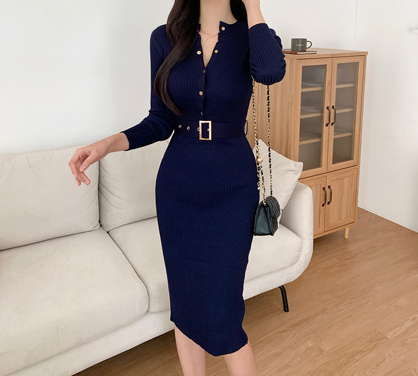 【dress】長袖ニットワンピースG23067