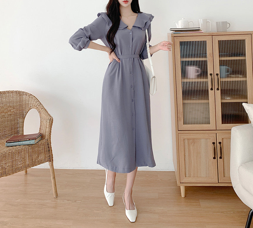 【dress】フランス風長袖デートワンピースG23068