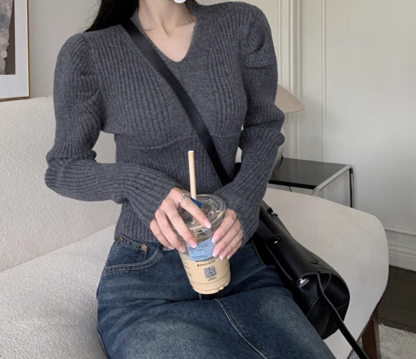 【tops】パフスリーブニットセーターG23099