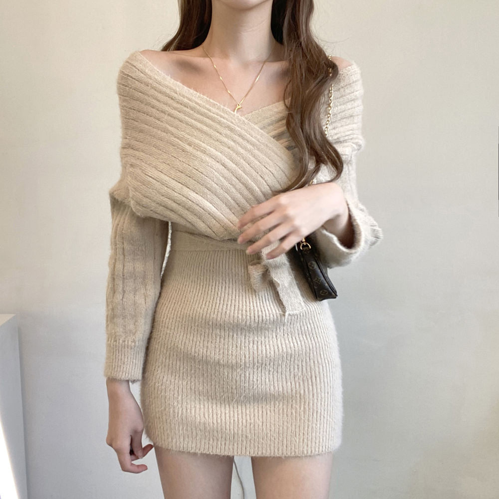 【dress】VネックニットワンピースG23104