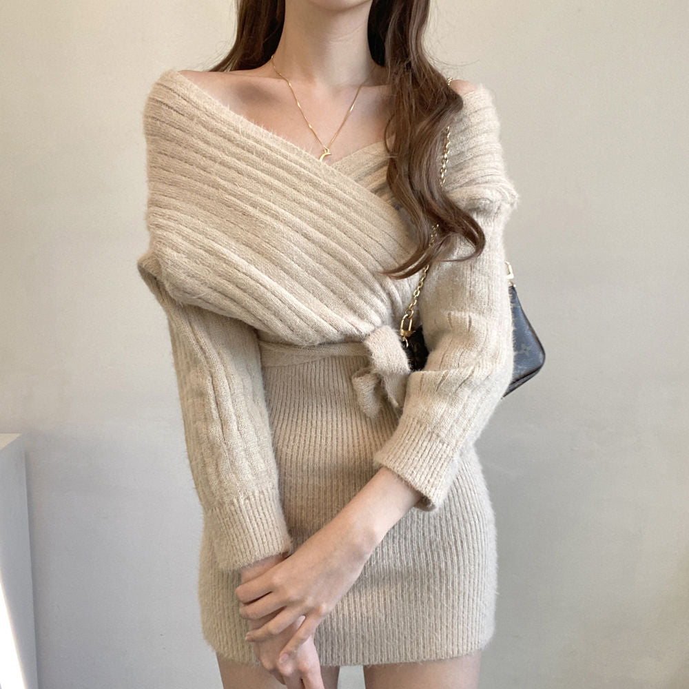 【dress】VネックニットワンピースG23104