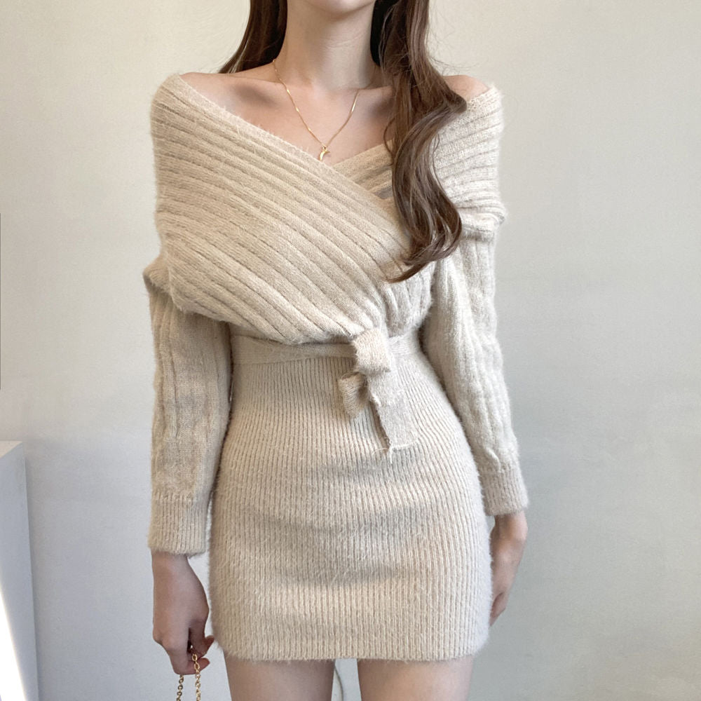 【dress】VネックニットワンピースG23104