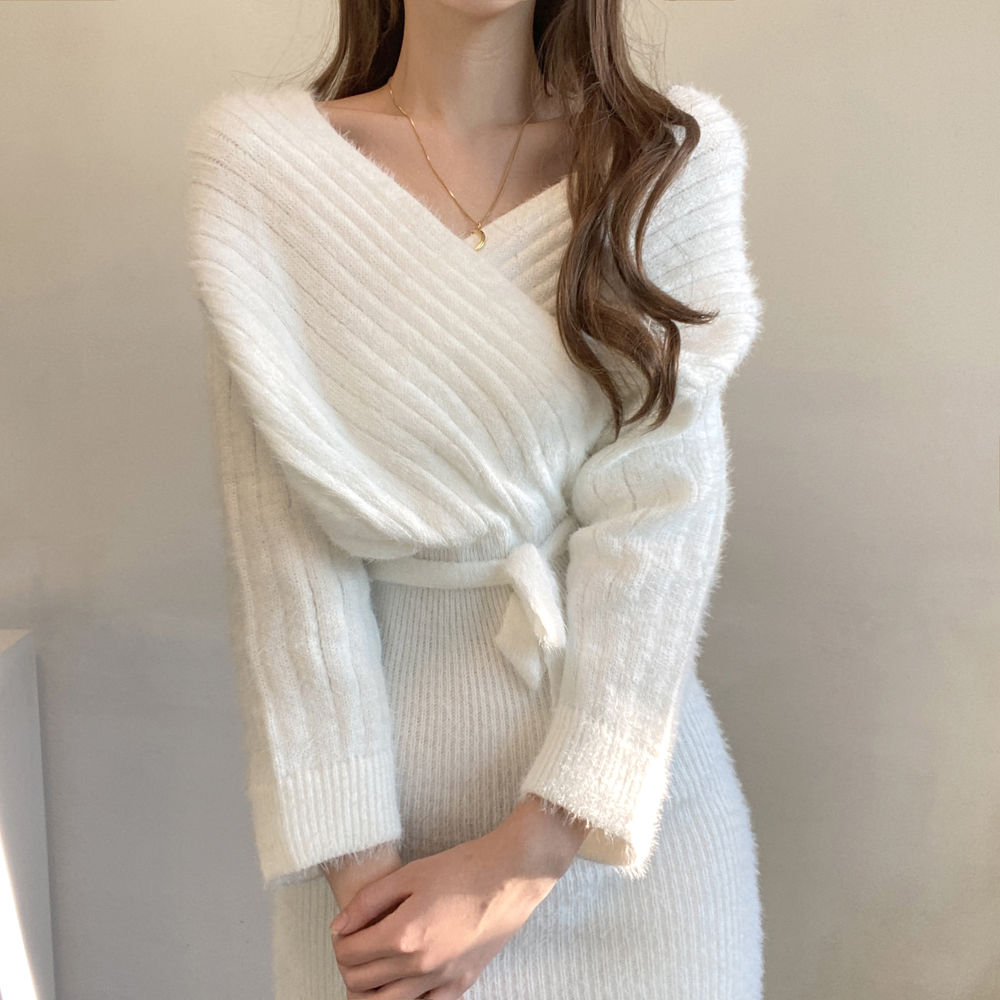 【dress】VネックニットワンピースG23104