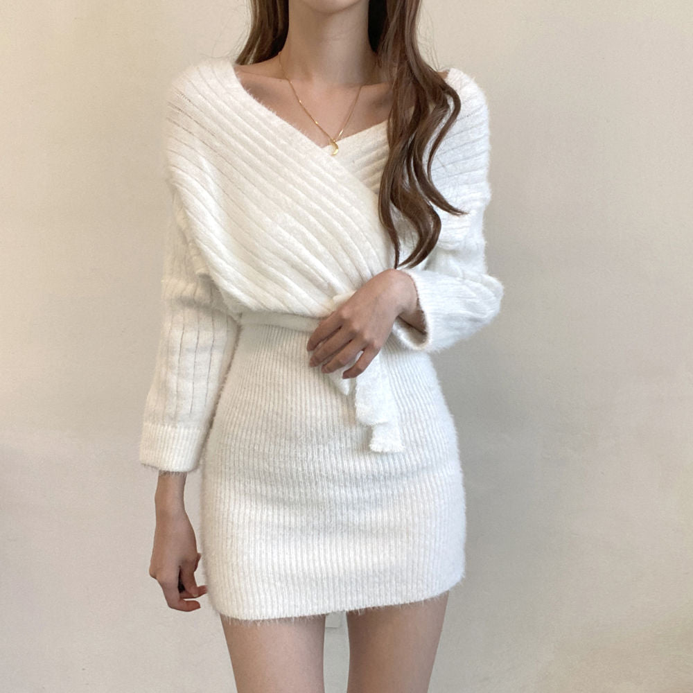 【dress】VネックニットワンピースG23104