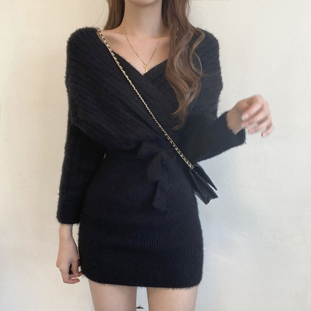 【dress】VネックニットワンピースG23104