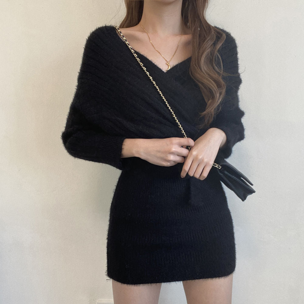 【dress】VネックニットワンピースG23104