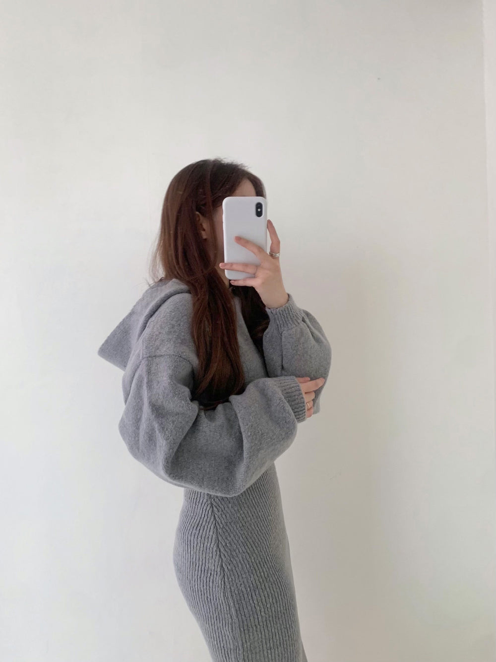 【dress】フード付きニットワンピースG23105