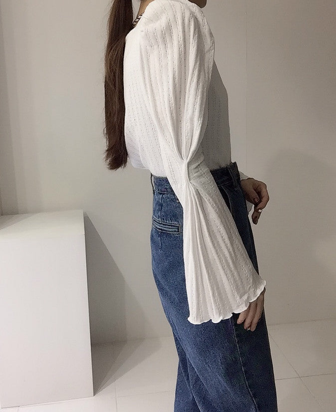 【tops】フレアスリーブニットセーターG23114