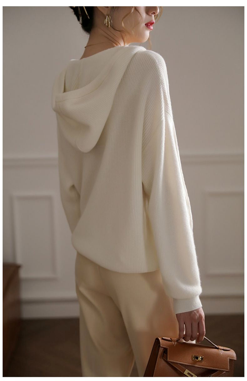 【tops】フード付きニットセーターG23123