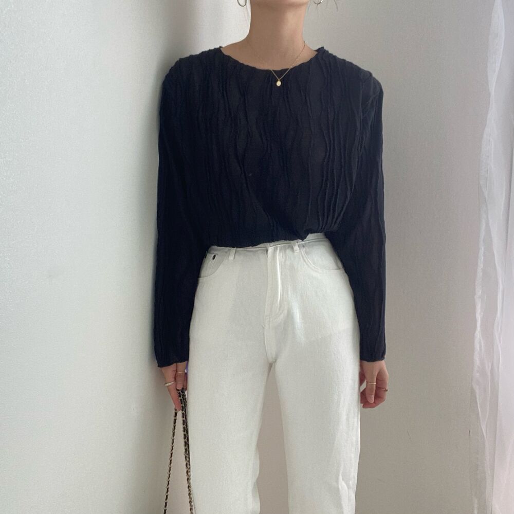 【tops】ラウンドネック長袖ブラウスG23130