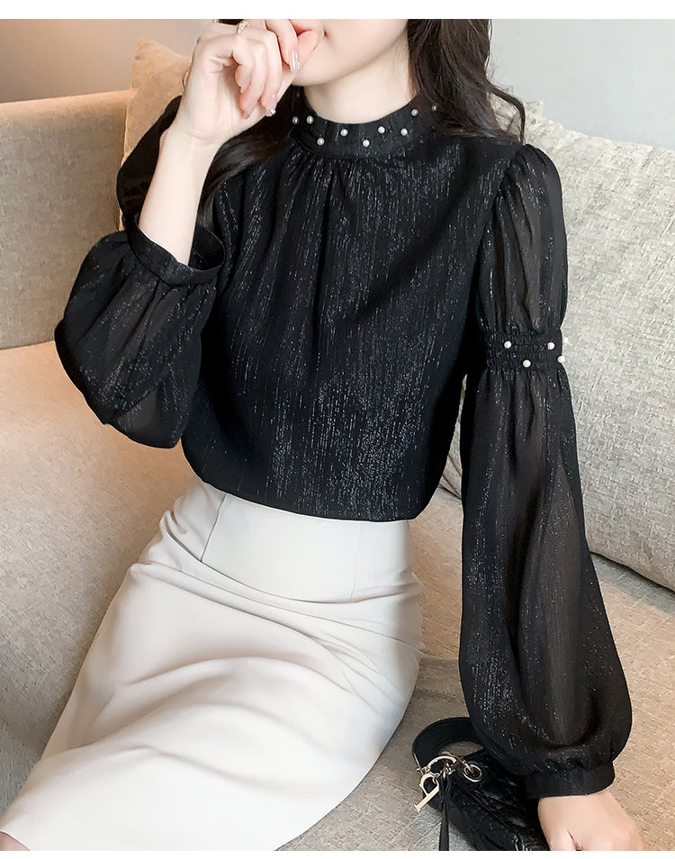 【tops】スタンドネックシフォンブラウスG23138