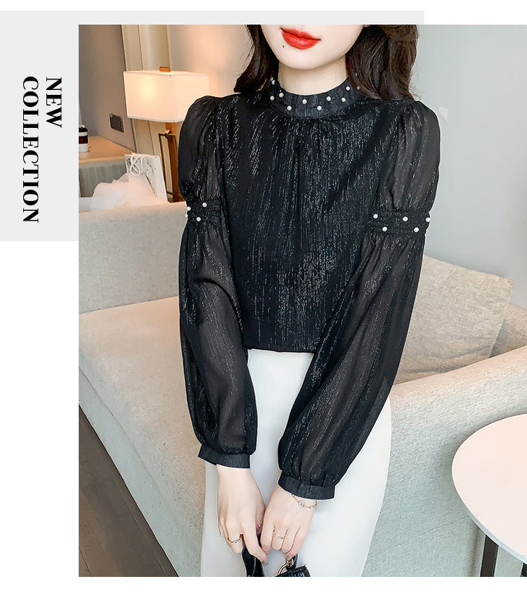 【tops】スタンドネックシフォンブラウスG23138