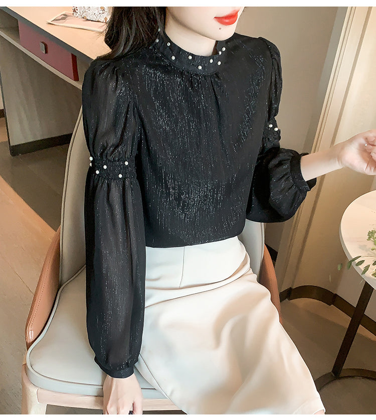 【tops】スタンドネックシフォンブラウスG23138