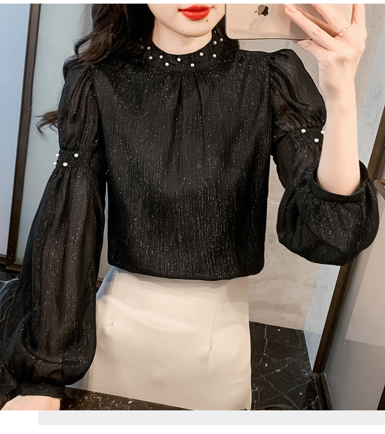 【tops】スタンドネックシフォンブラウスG23138