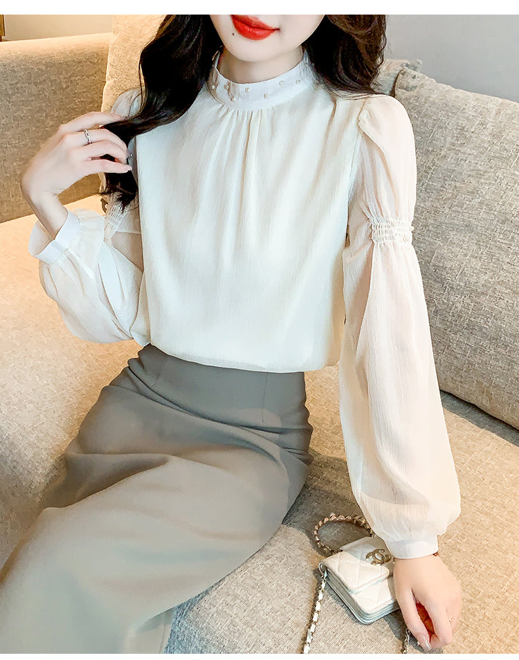 【tops】スタンドネックシフォンブラウスG23138