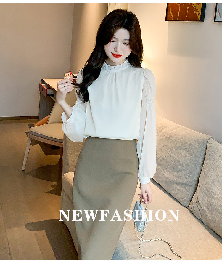 【tops】スタンドネックシフォンブラウスG23138
