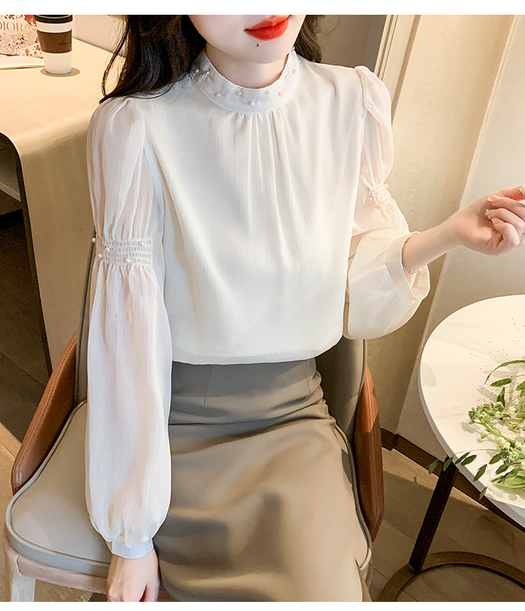 【tops】スタンドネックシフォンブラウスG23138