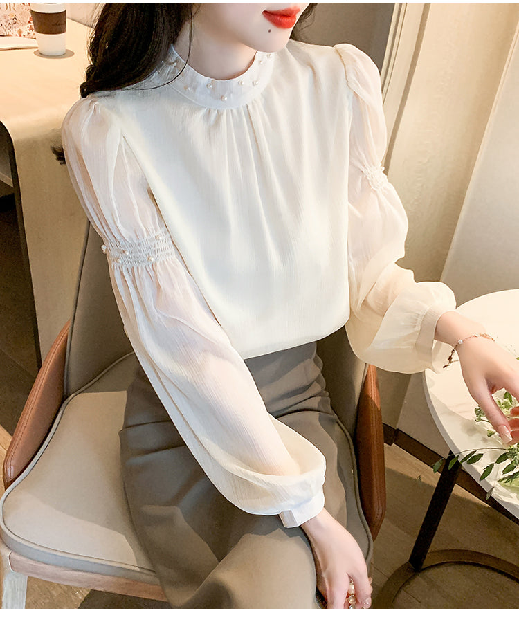 【tops】スタンドネックシフォンブラウスG23138