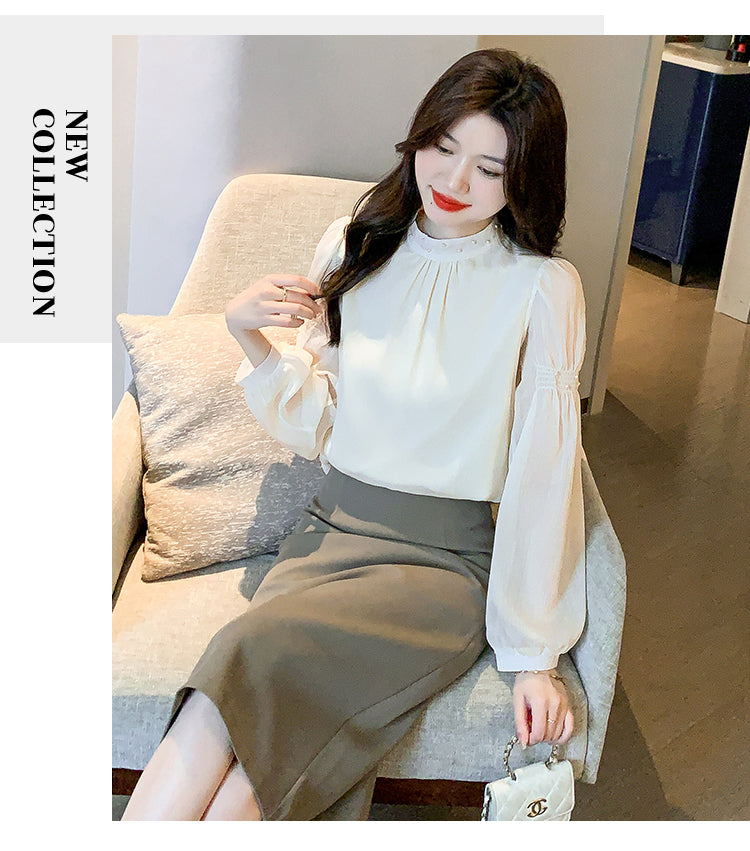 【tops】スタンドネックシフォンブラウスG23138