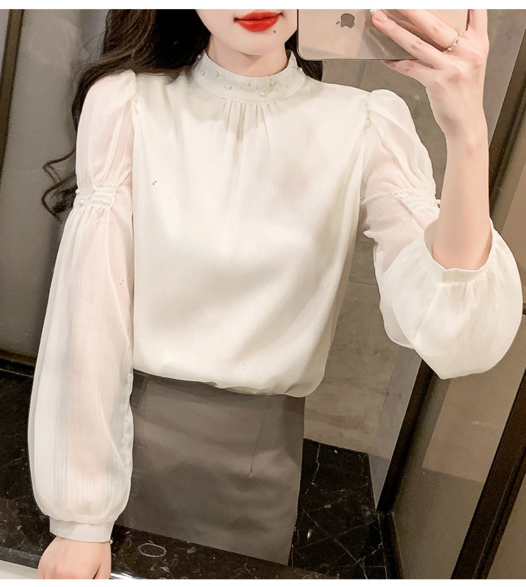 【tops】スタンドネックシフォンブラウスG23138