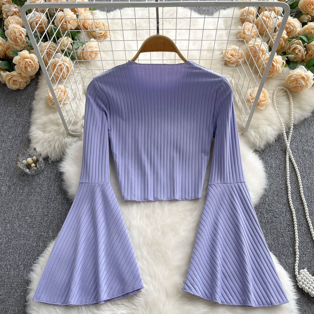 【tops】フレアスリーブニットTシャツG23142