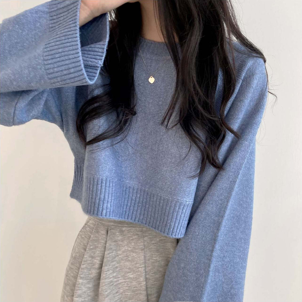 【tops】無地長袖ニットセーターG23146