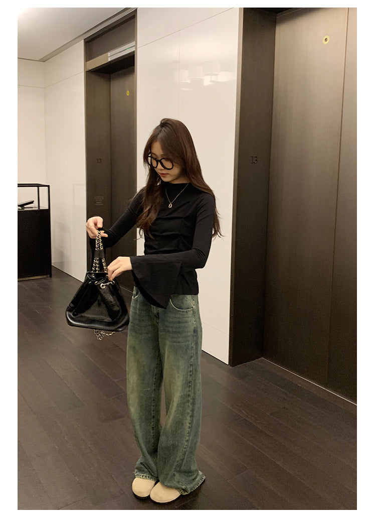 【tops】ギャザーフレアスリーブTシャツG23147