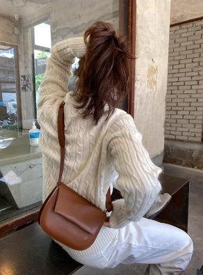 【tops】POLOネック長袖ニットセーターG23149