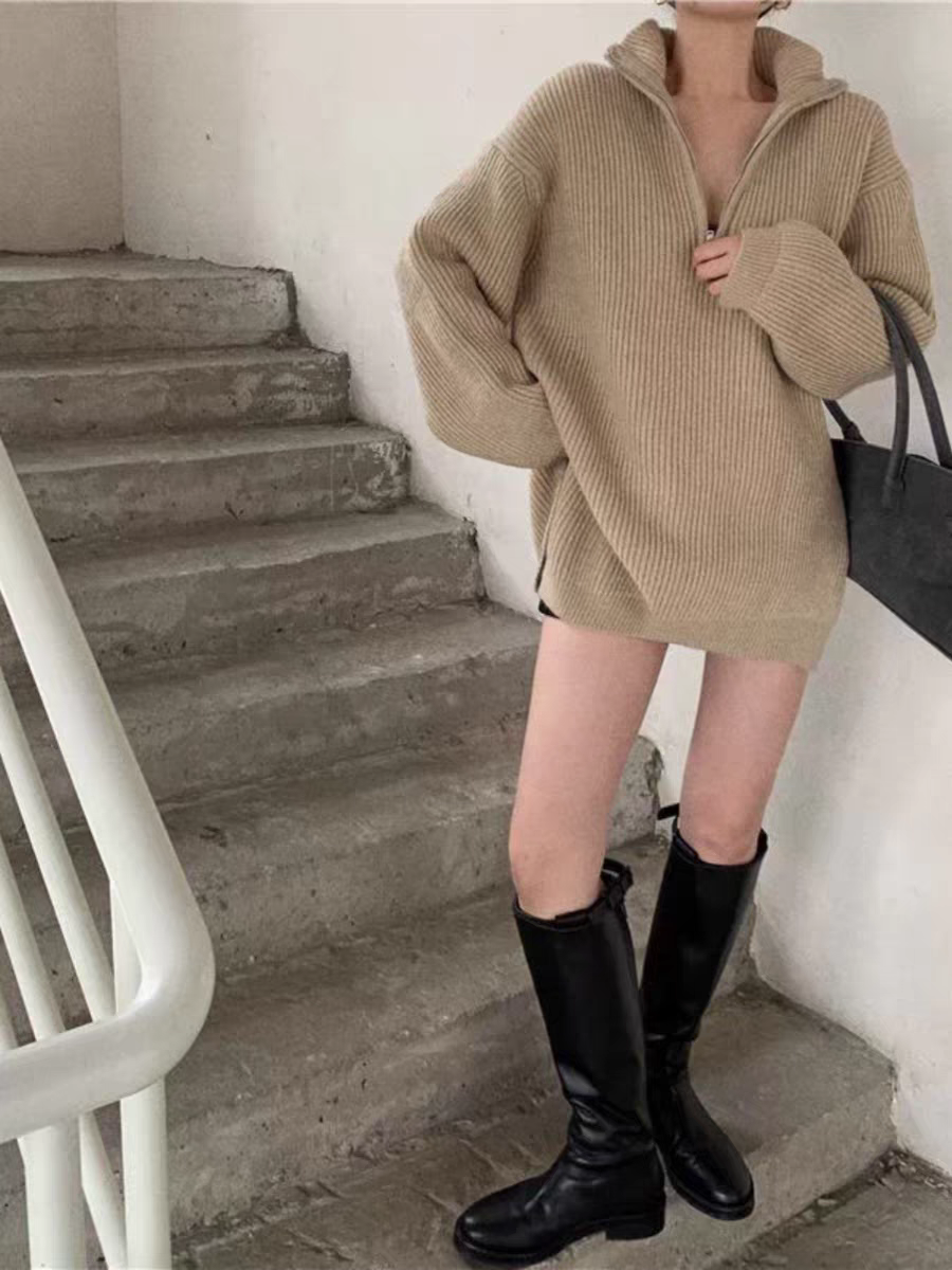 【tops】スリット長袖ニットセーターG23171