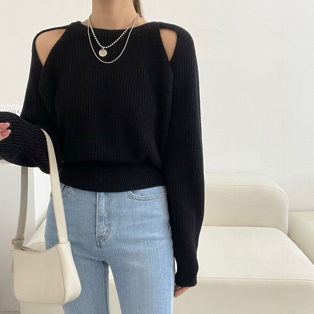 【tops】オープンショルダーニットセーターG23172