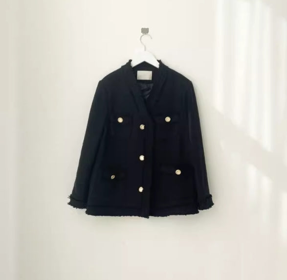 【outer】Vネック長袖ツイードアウターG23185