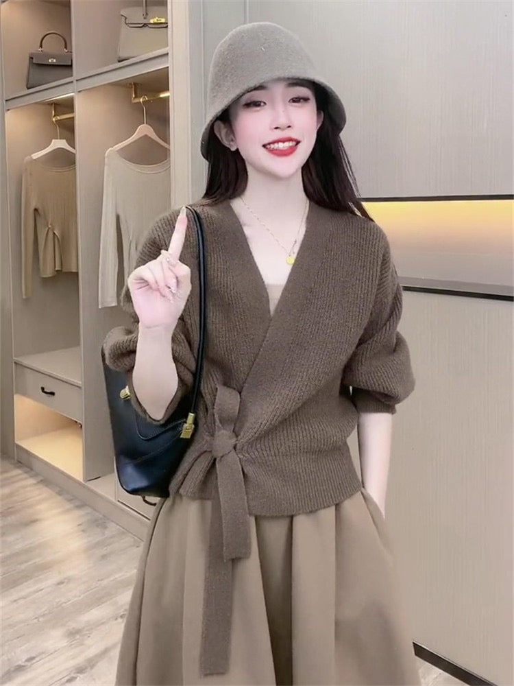 【outer】Vネック長袖ニットカーディガンG23188