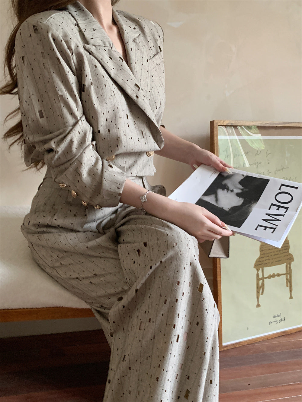 【set】長袖アウター+ガウチョパンツ2点セットG23196