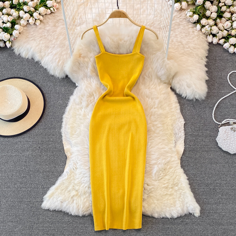 【set】Vネックニット長袖カーディガン+キャミワンピース2点セットG23225