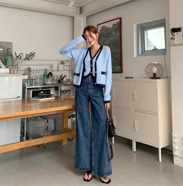 【set】Vネックタンクトップ+長袖ニットカーディガン2点セットG23233