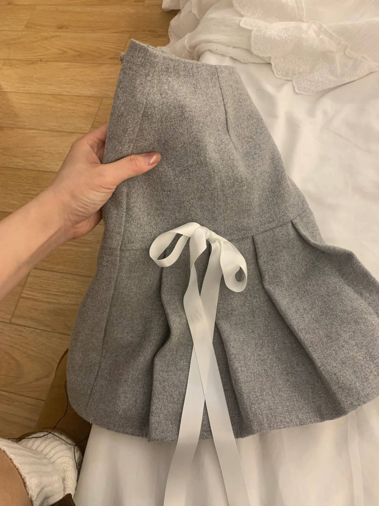 【bottoms】リボンAラインプリーツスカートG23248