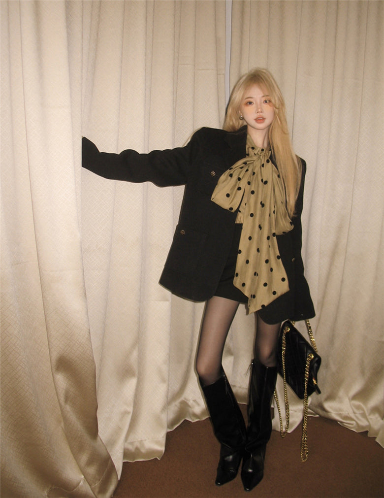 【tops】長袖ドット柄ブラウスG23283