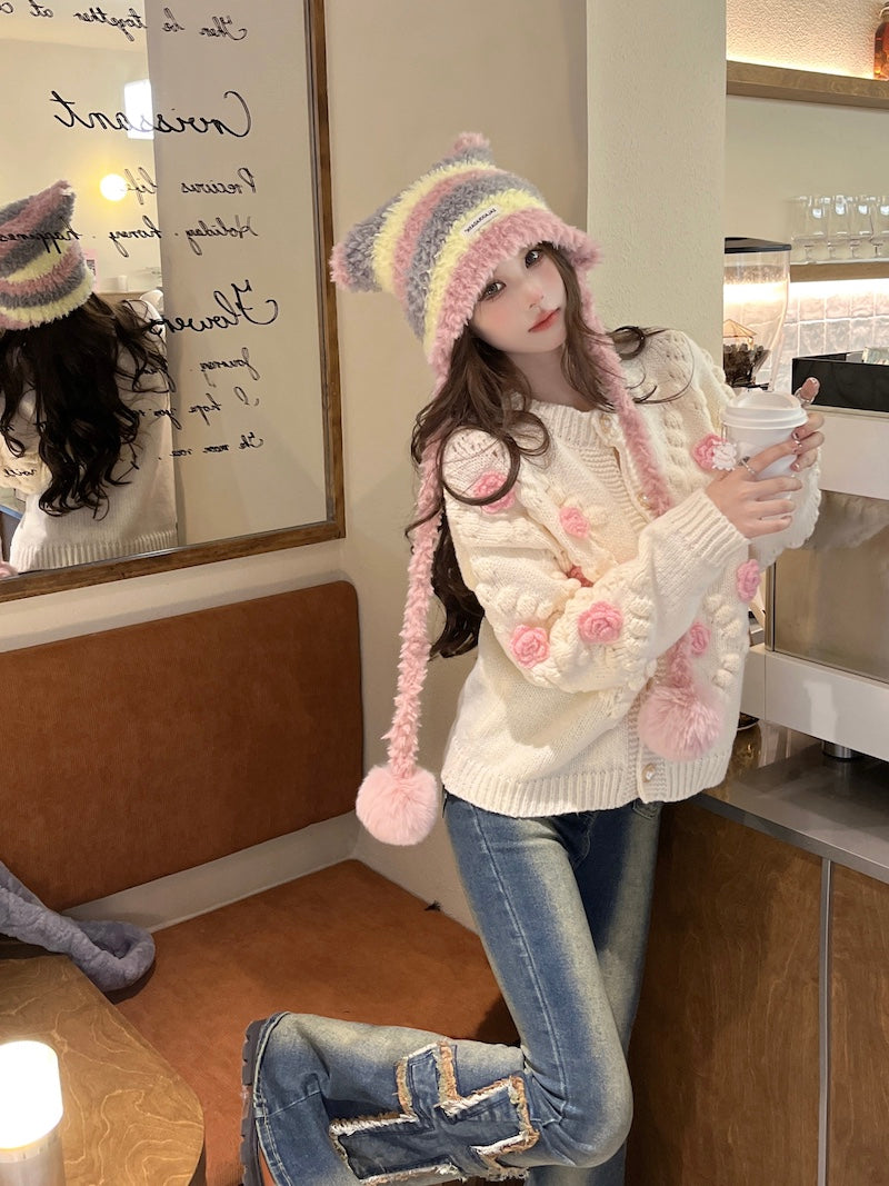 【outer】フラワースウィートニットカーディガンG23306