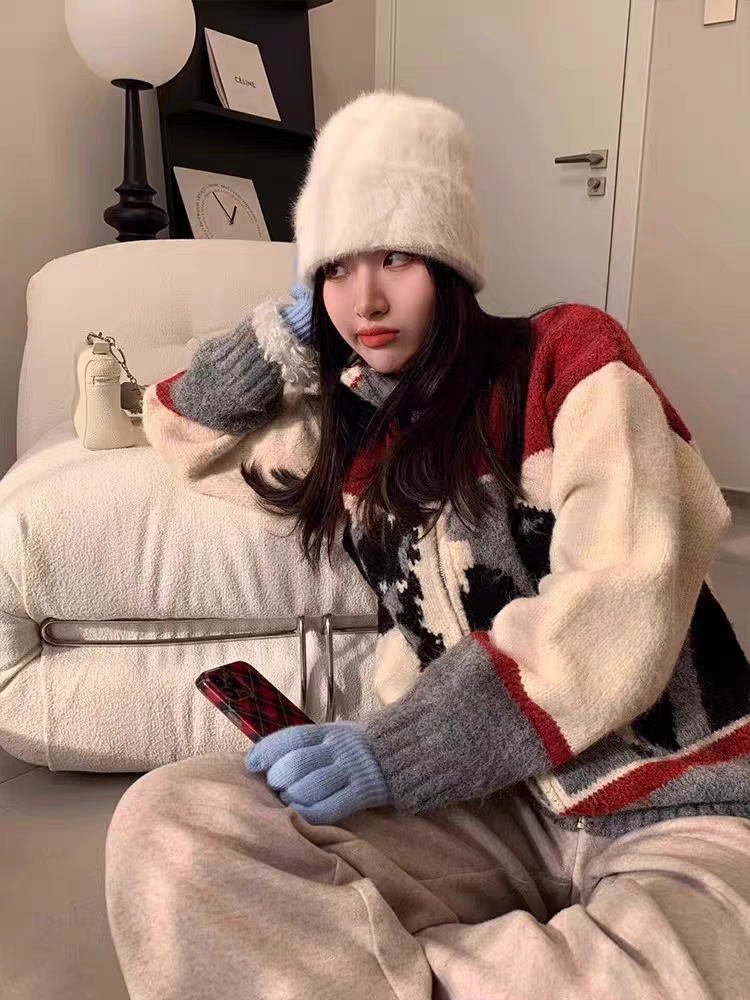 【outer】スタンドネックニットカーディガンG23311