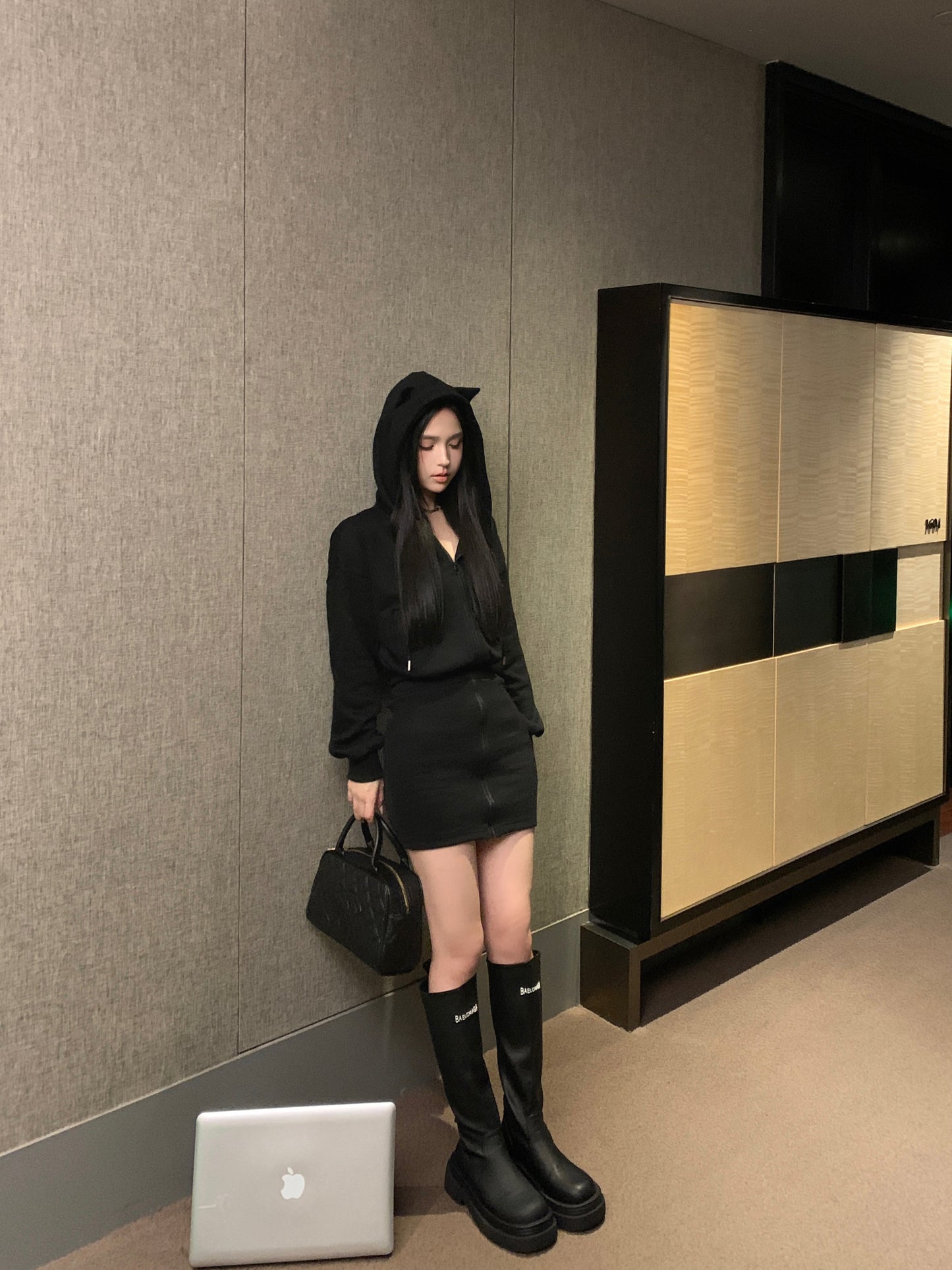 【dress】フード付き長袖デートワンピースG23330