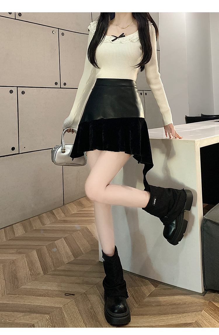 【bottoms】PU切り替えスカートG23334