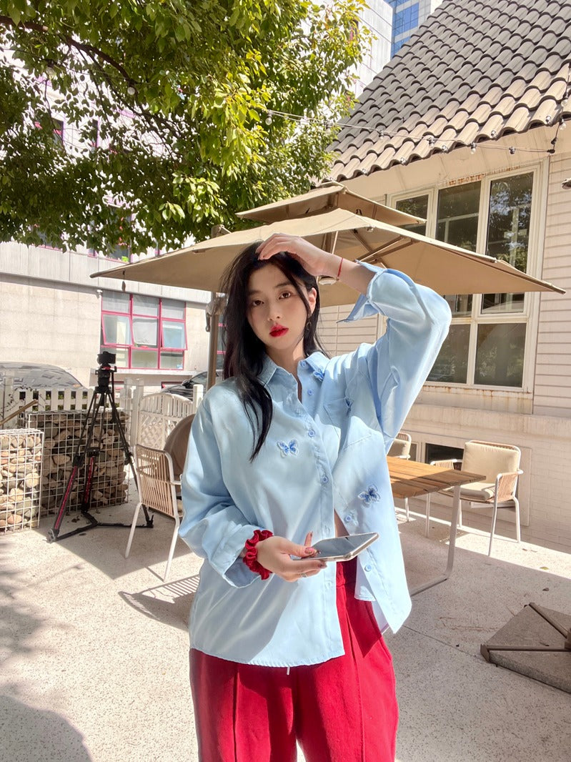 【tops】リボン長袖シャツG23342