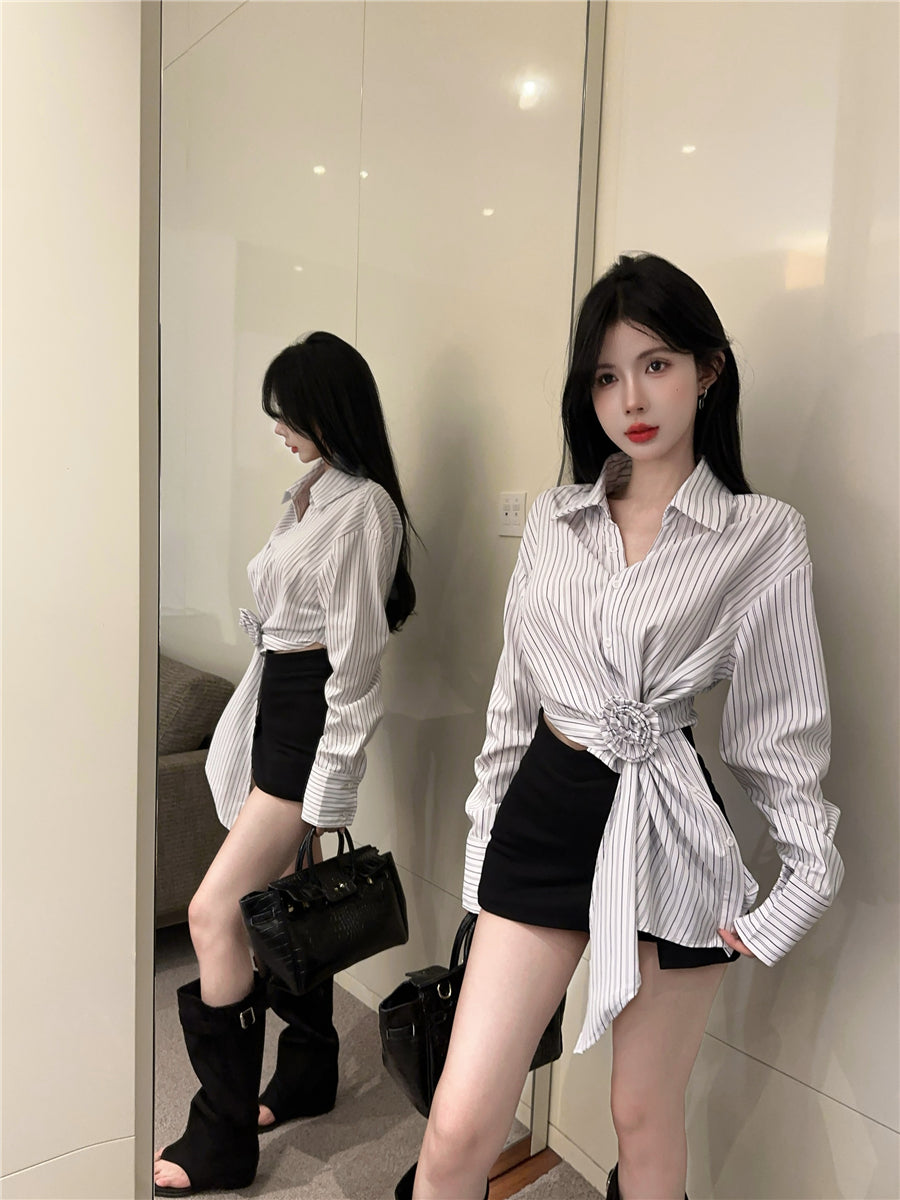 【tops】ストライプ柄長袖シャツG23343