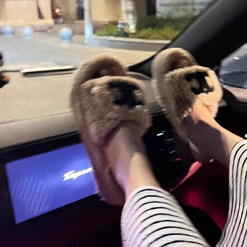 【shoes】3色厚底ファースリッパG23379