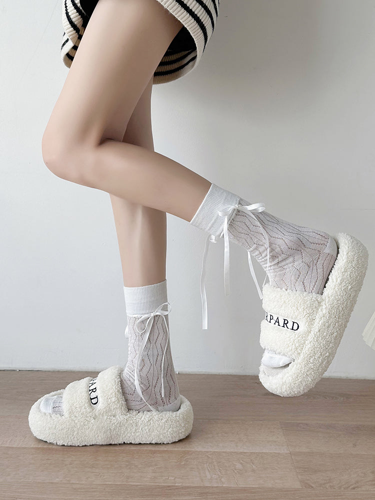 【shoes】3色厚底ファースリッパG23465