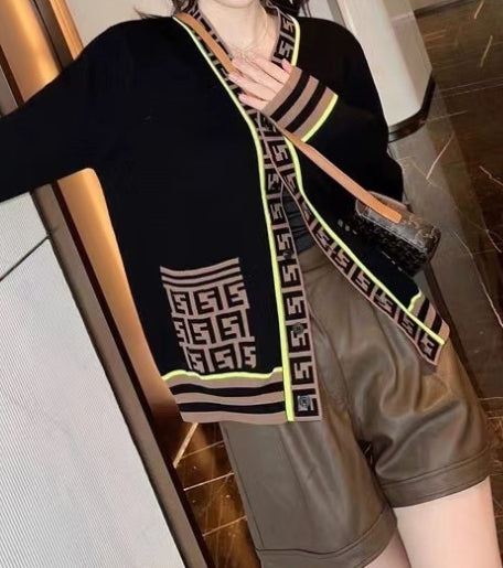 【outer】Vネック長袖ニットカーディガンG23468