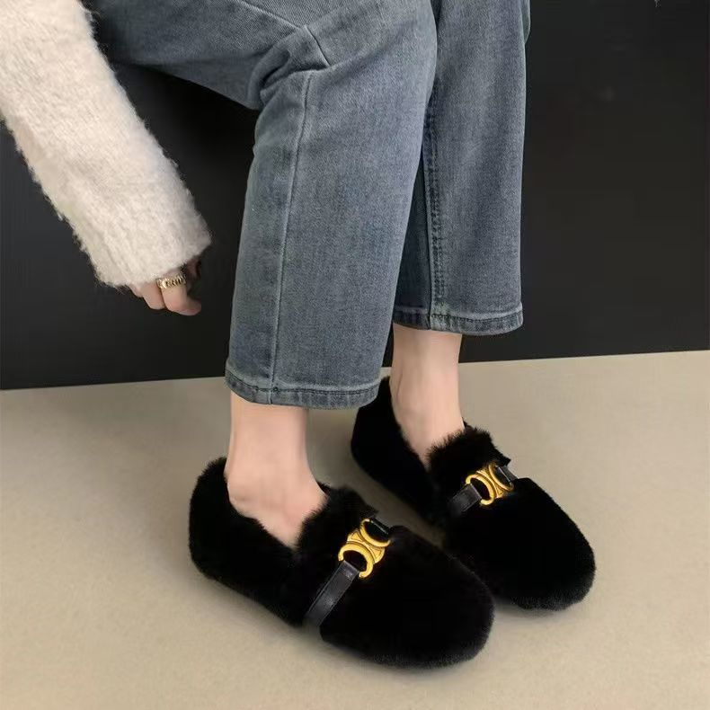 【shoes】ファーフラットシューズG23525